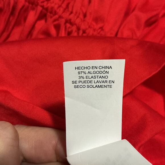 Kate Spade Red  Riviera Smocked Poplin Peplum Top Smocked Puff SLeeve  XXS - Picture 6 of 10